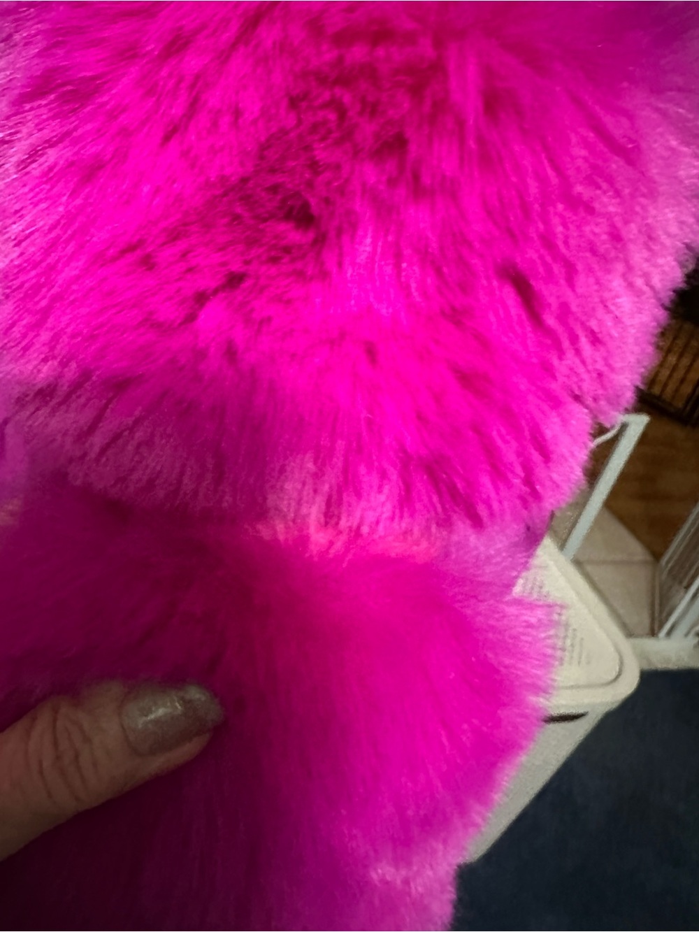 AKIRA Bold Fuchsia faux fur Knit Cardigan with Plush Trim - Picture 4 of 13